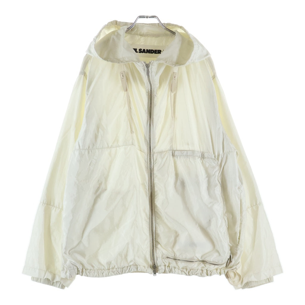 JIL SANDER +(ジルサンダープラス) 23SS SILK JACKET シルク混 フーデッドナイロンジャケット ホワイト J47BN0120 J70002