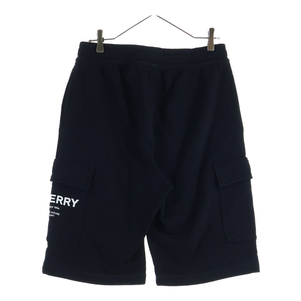 BURBERRY(バーバリー) HORSEFERRY PRINT COTTON DRAWCORD SHORTS ホースフェリー ロゴプリント コットン ドローコード スウェット カーゴショーツ ハーフパンツ ブラック 8013510