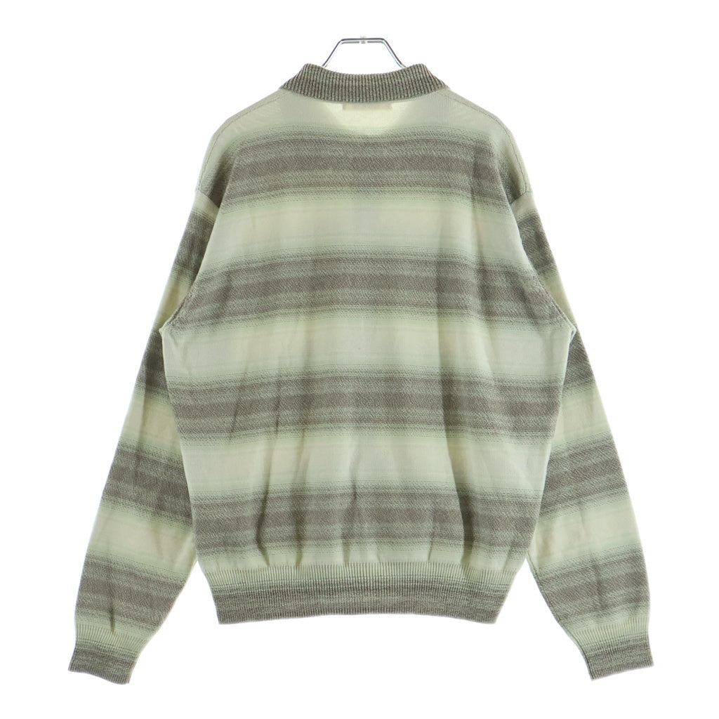 AURALEE(オーラリー) 26SS COTTON SILK GRADIENT STRIPE KNIT SHIRT CARDIGAN コットン シルク グラディエント ストライプ シャツ ニットカーディガン グリーン/ブラウン A26SC01GB