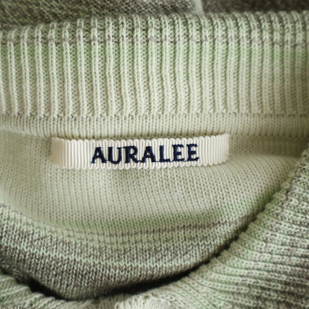 AURALEE(オーラリー) 26SS COTTON SILK GRADIENT STRIPE KNIT SHIRT CARDIGAN コットン シルク グラディエント ストライプ シャツ ニットカーディガン グリーン/ブラウン A26SC01GB