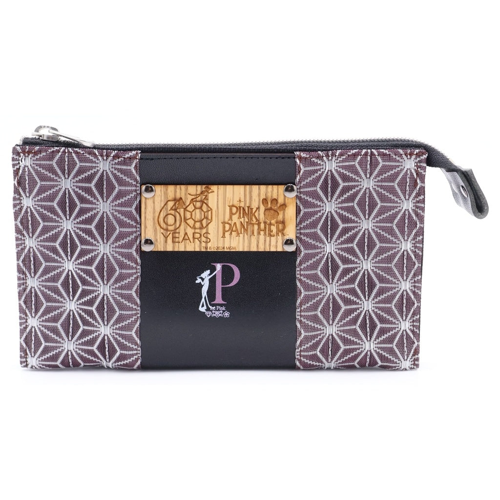 NO BRAND(ノーブランド) 空禅KU-ZEN ×PINK PANTHER ピンクパンサー60年周企画 麻の葉/栃木レザー ロングウォレット 長財布 ブラック/パープル レディース