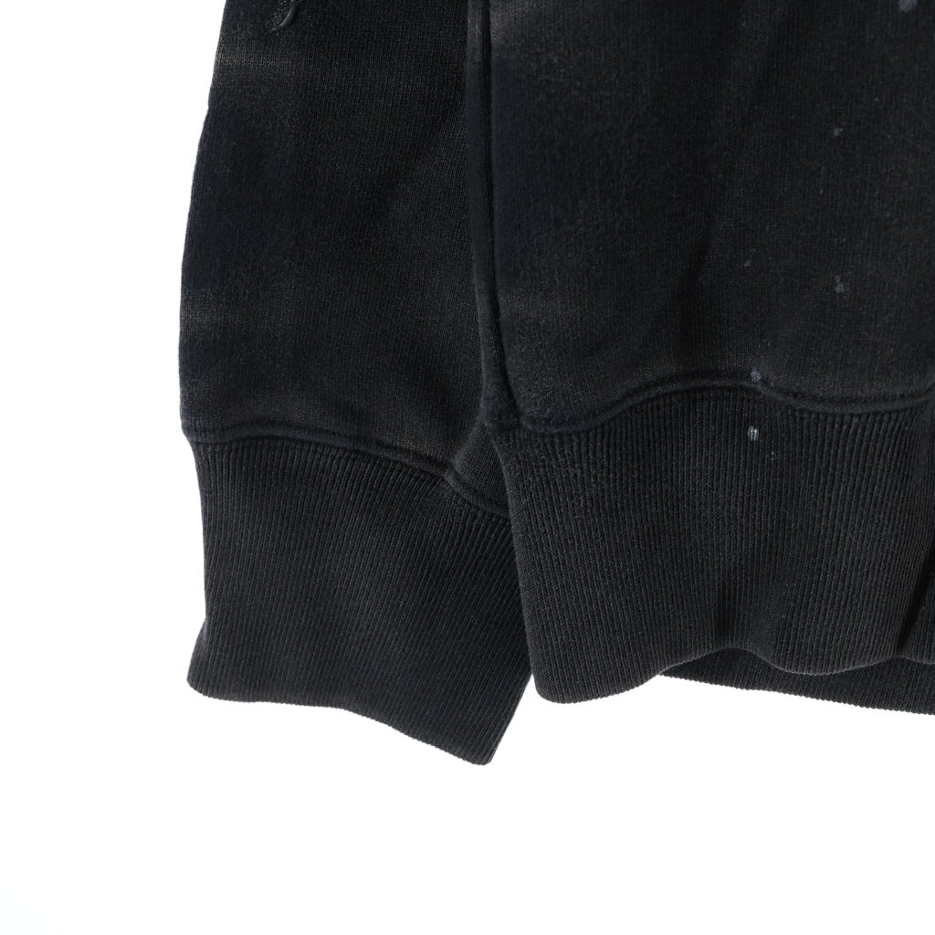GALLERY DEPT.(ギャラリーデプト) 22SS ×LANVIN EMBROIDERED HOODIE ランバン ロゴエンブロイダリー ペイント加工 プルオーバースウェットパーカー フーディー ブラック RM-TOG698-JR32-P22