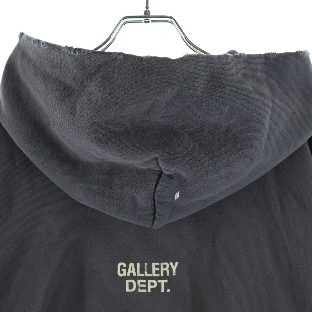 GALLERY DEPT.(ギャラリーデプト) 23SS 90S RECYCLE DISTRESSED PRINTED JERSEY HOODIE リサイクル プリンテッド ジャージ プルオーバースウェットパーカー フーディー ブラック