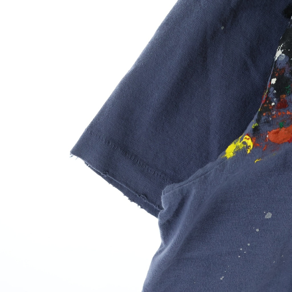 GALLERY DEPT.(ギャラリーデプト) 22AW LOGO HAND PAINTED TEE ロゴ ハンドペイント クルーネック半袖Tシャツ カットソー ネイビー DEPTNV01