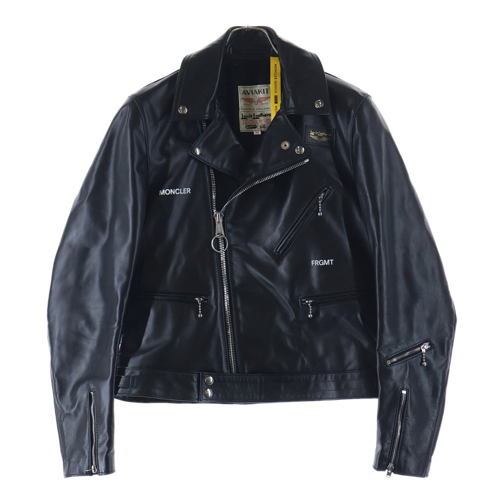 MONCLER GENIUS(モンクレール ジーニアス) 21AW ×LEWIS LEATHERS DWAYNE CYCLONE ルイスレザー サイクロン ホースハイド ダブルライダース レザージャケット ブラック G209U1A00022