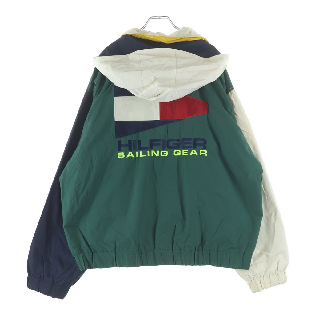 TOMMY HILFIGER(トミーヒルフィガー) 90S SAILING GEAR 香港製 ロゴワッペン リップストップ フーデッド セーリングジャケット マルチカラー