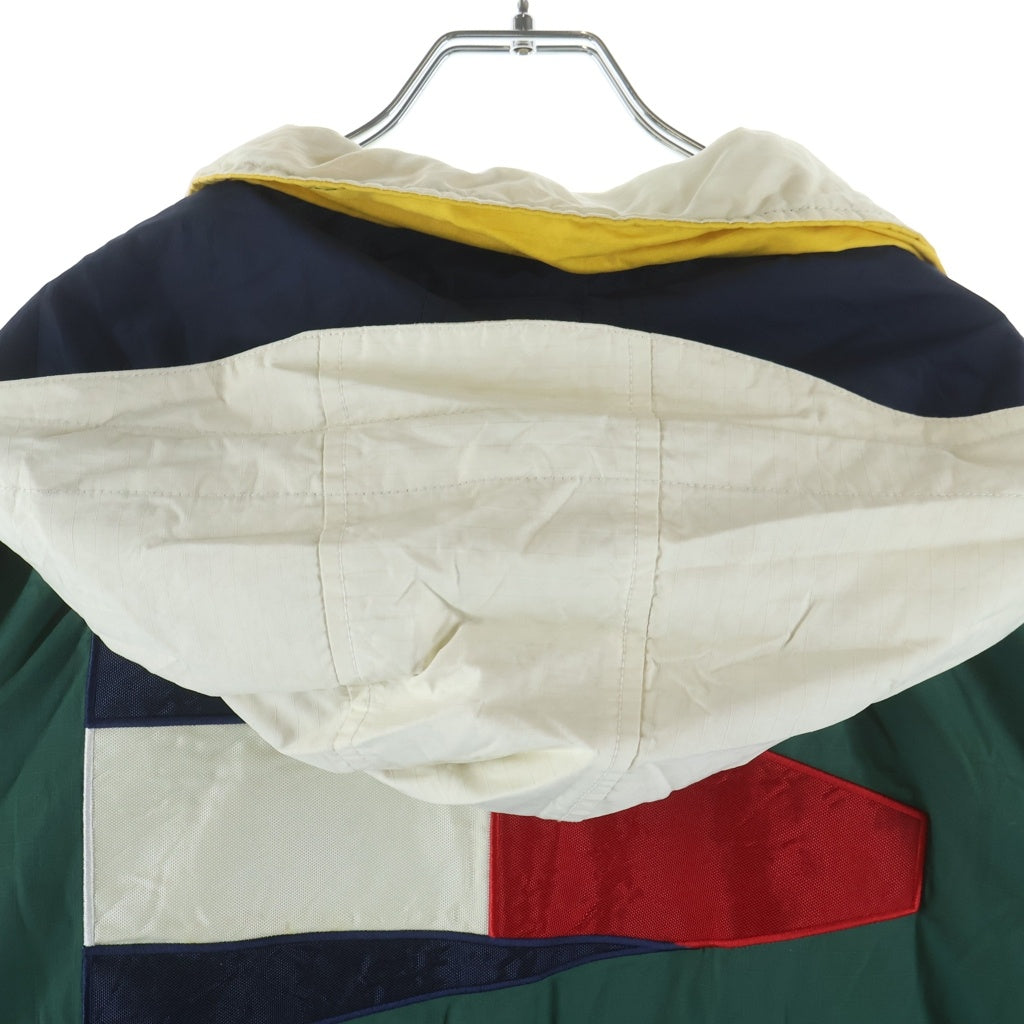 TOMMY HILFIGER(トミーヒルフィガー) 90S SAILING GEAR 香港製 ロゴワッペン リップストップ フーデッド セーリングジャケット マルチカラー