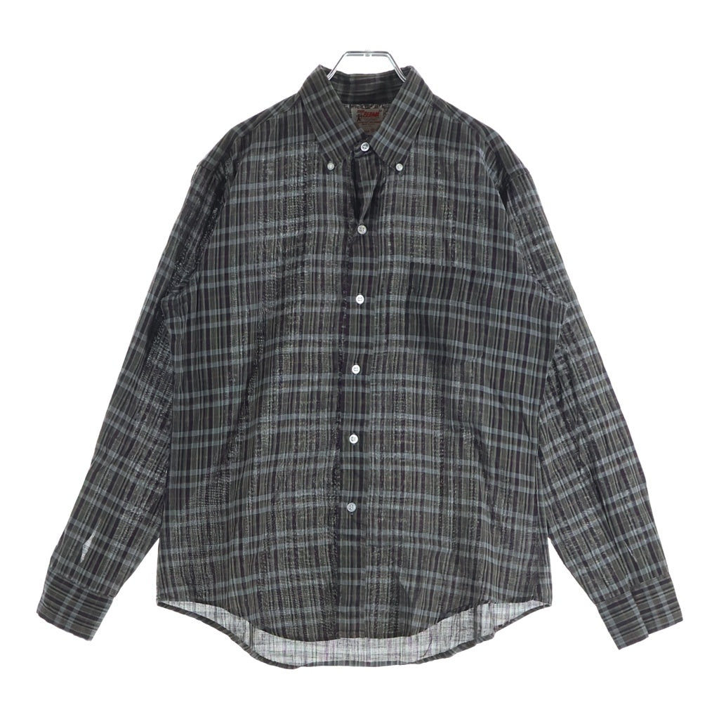 VINTAGE(ヴィンテージ) 50-60S VINTAGE BUD BERMA ヴィンテージ バドベルマ USA製 ボタンダウン チェック長袖シャツ カーキ
