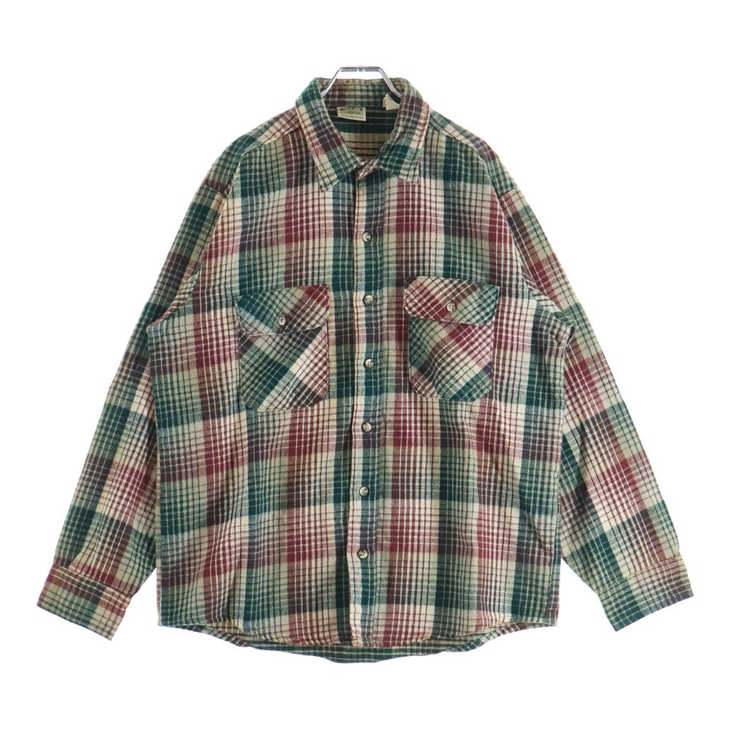 FIVE BROTHERS(ファイブブラザー) 90S VINTAGE ヴィンテージ USA製 コットンヘビネル チェック長袖シャツ グリーン/レッド