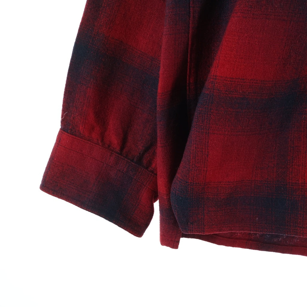 PENDLETON(ペンドルトン) 70S VINTAGE ヴィンテージ USA製 オンブレチェック ウールフランネル 長袖シャツ レッド