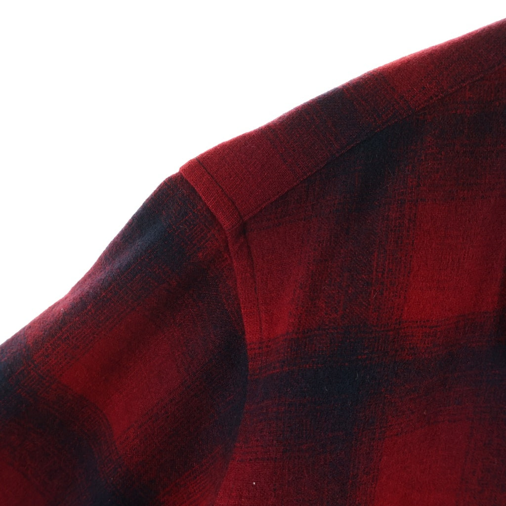 PENDLETON(ペンドルトン) 70S VINTAGE ヴィンテージ USA製 オンブレチェック ウールフランネル 長袖シャツ レッド