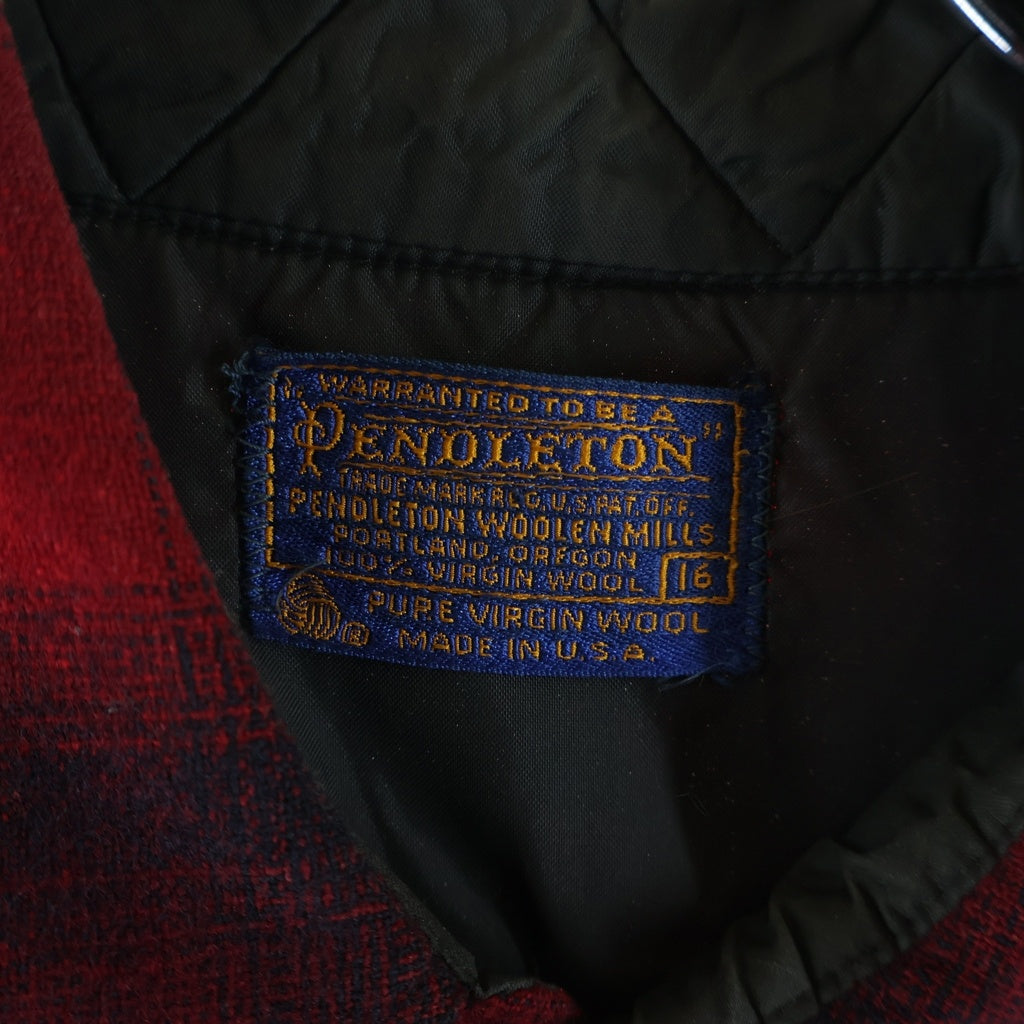 PENDLETON(ペンドルトン) 70S VINTAGE ヴィンテージ USA製 オンブレチェック ウールフランネル 長袖シャツ レッド