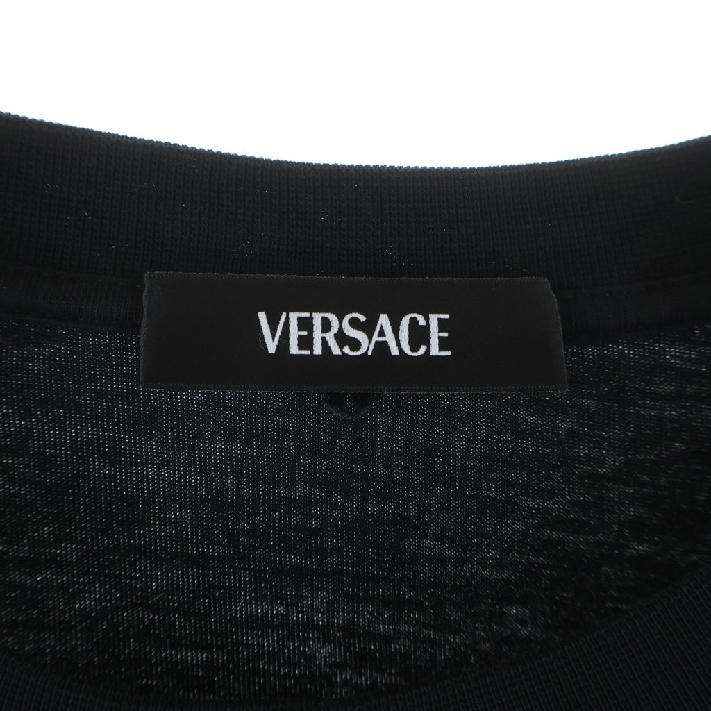 VERSACE(ヴェルサーチ) バックロゴプリント クルーネック長袖Tシャツ カットソー ブラック 1019113 1A13789