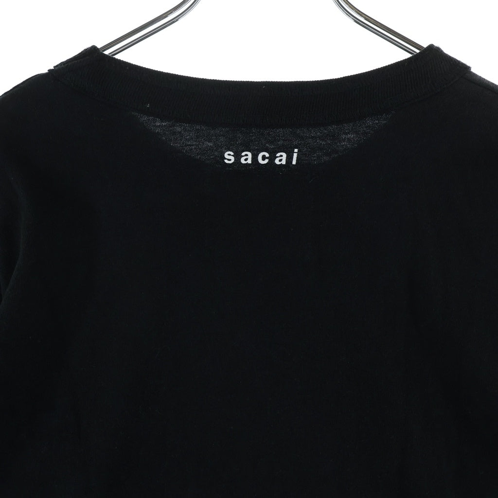 Sacai(サカイ) 21SS ×KAWS Flock Print Long Sleeve T-Shirt カウズ フロックプリント レイヤード クルーネック長袖Tシャツ カットソー ブラック 21-0287S