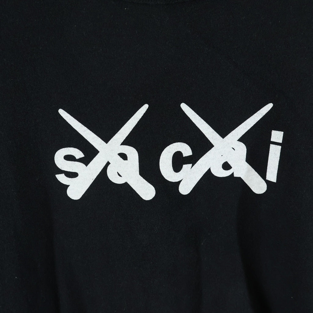 Sacai(サカイ) 21SS ×KAWS Flock Print Long Sleeve T-Shirt カウズ フロックプリント レイヤード クルーネック長袖Tシャツ カットソー ブラック 21-0287S