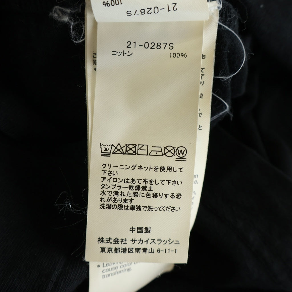 Sacai(サカイ) 21SS ×KAWS Flock Print Long Sleeve T-Shirt カウズ フロックプリント レイヤード クルーネック長袖Tシャツ カットソー ブラック 21-0287S