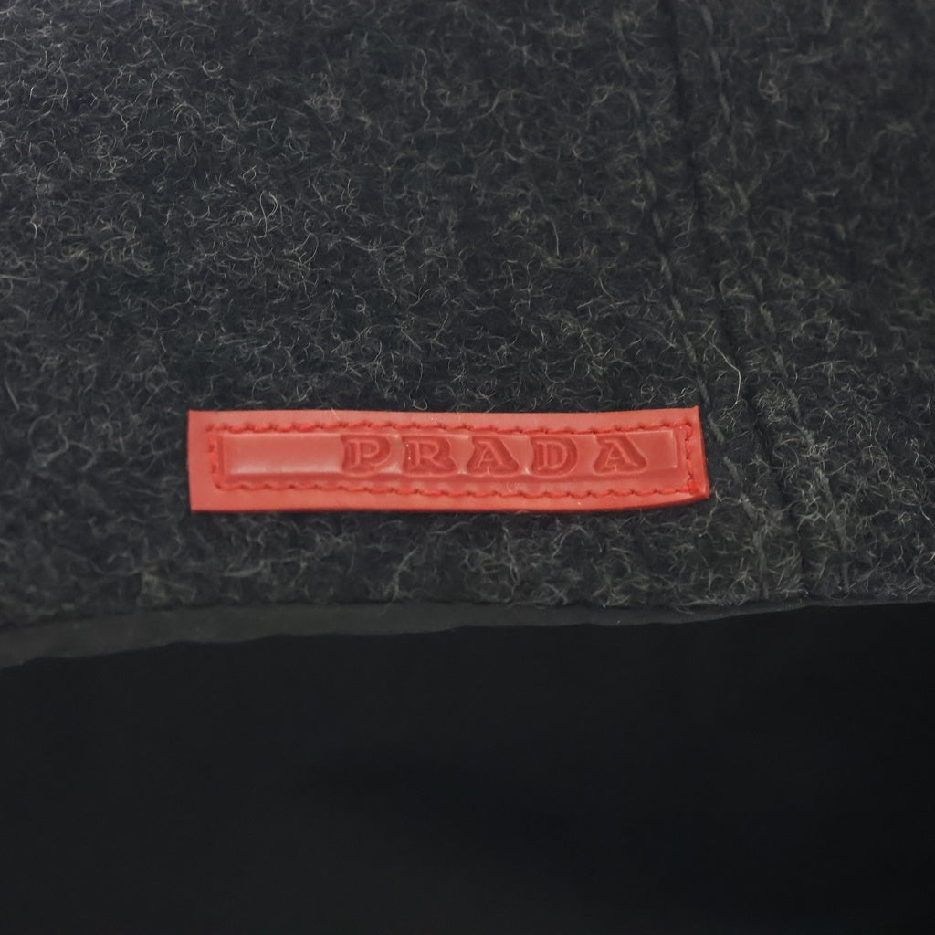 PRADA(プラダ) サイドラバーロゴ ウールキャスケット 帽子 グレー