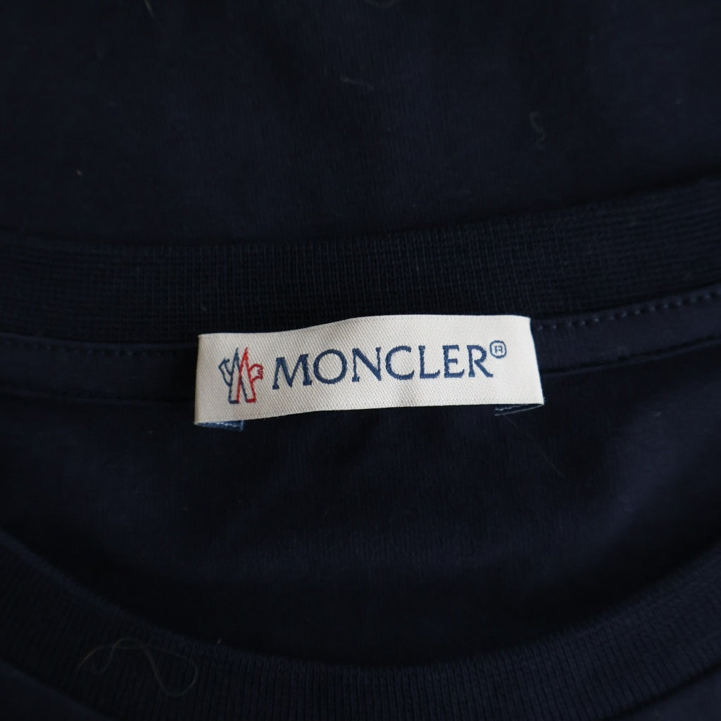 MONCLER(モンクレール) 18SS MAGLIA T-SHIRT 袖ロゴワッペン刺繍 フリル 半袖Tシャツ クルーネックカットソー レディース キッズ ネイビー D19548066705 8790A
