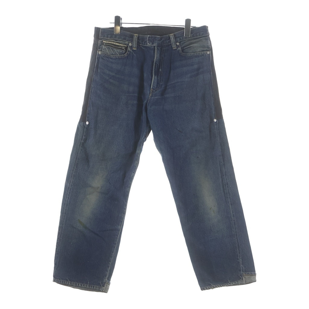 UNDERCOVER(アンダーカバー) 11AW ミラー期 レザードッキング マルチポケット ジップアップ ストレート デニムパンツ インディゴ H4513-1