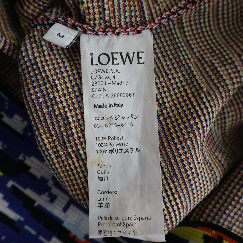LOEWE(ロエベ) 総柄デザイン レザー切り替え ハイネック ニット セーター マルチ