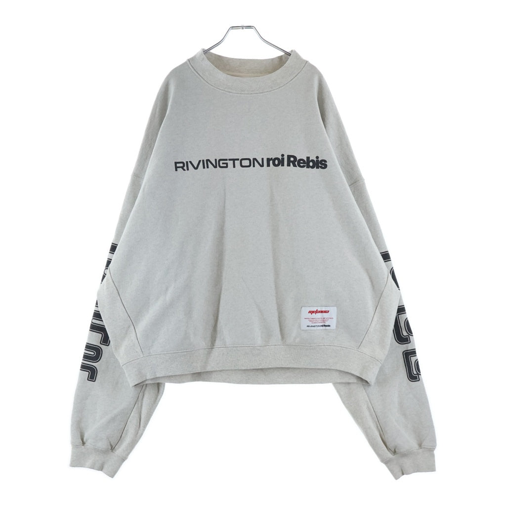 RRR123 RIVINGTON roi Rebis(リヴィントンロイレビス) METANOIA USO CVA SWEATSHIRT メタノイア ウソ シーブイエー ロゴデザイン アームプリント クルーネックスウェットトレーナー グレー