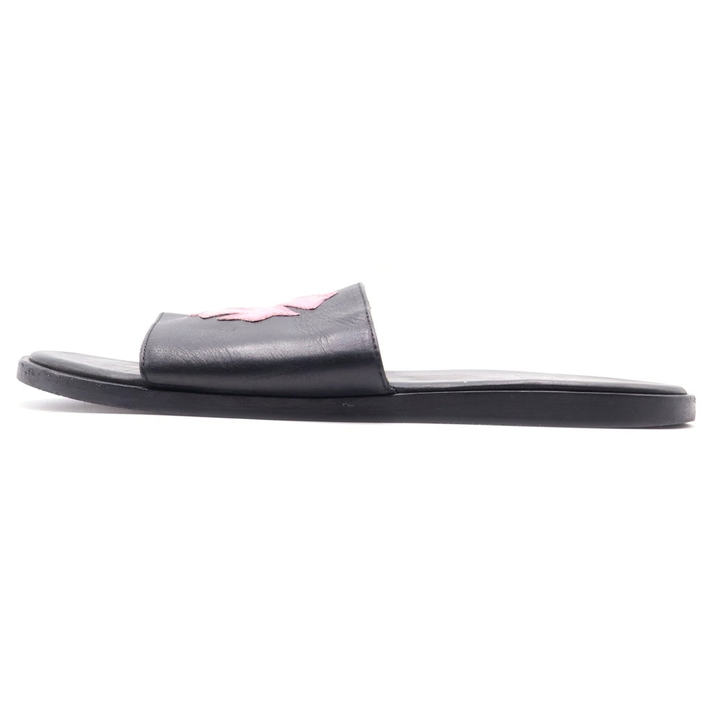CHROME HEARTS クロムハーツ CH SLIDE LEATHER CHプラスパッチ レザーサンダル シューズ ブラック/ピンク CHROME HEARTS(クロムハーツ) CH SLIDE LEATHER CHプラスパッチ レザー