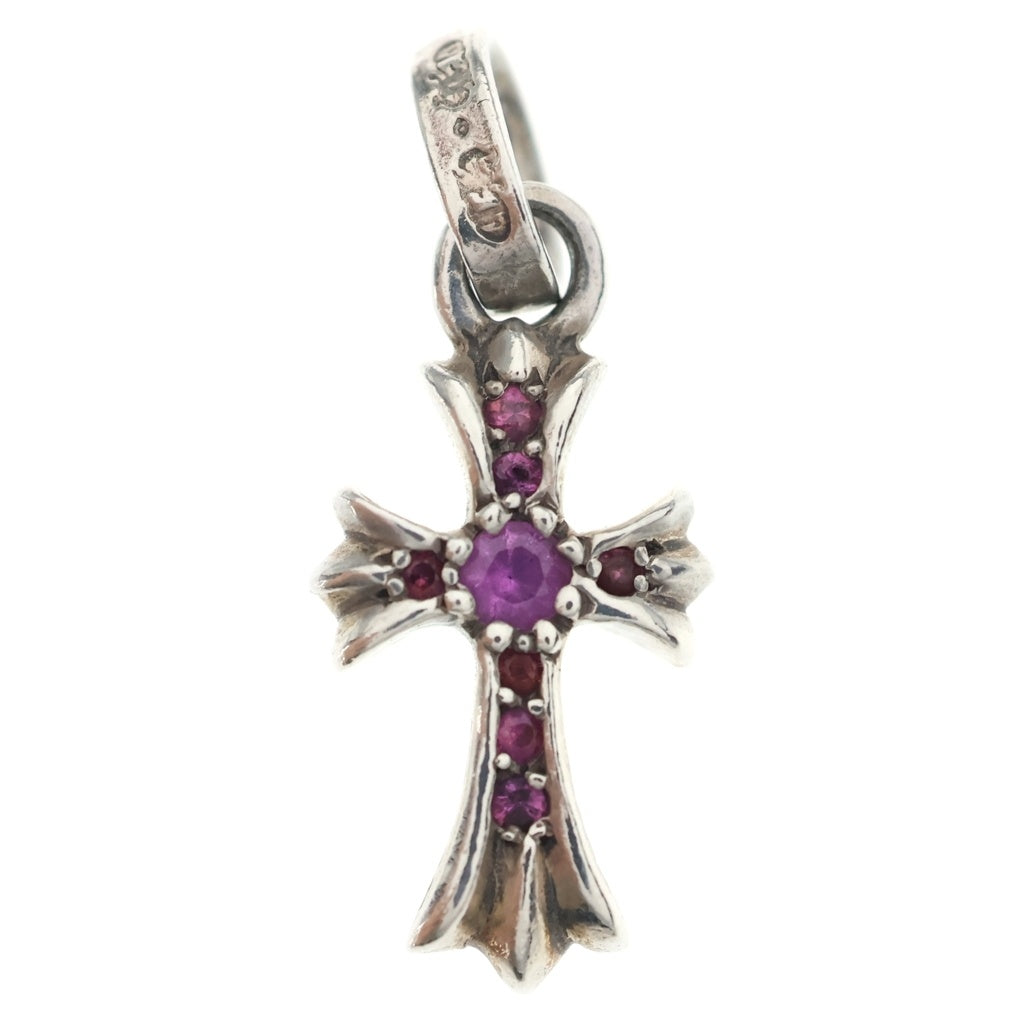 CHROME HEARTS(クロムハーツ) CRS BBYFAT P SAP ベイビーファットクロス PAVEピンクサファイア ペンダントトップ シルバー BCA236