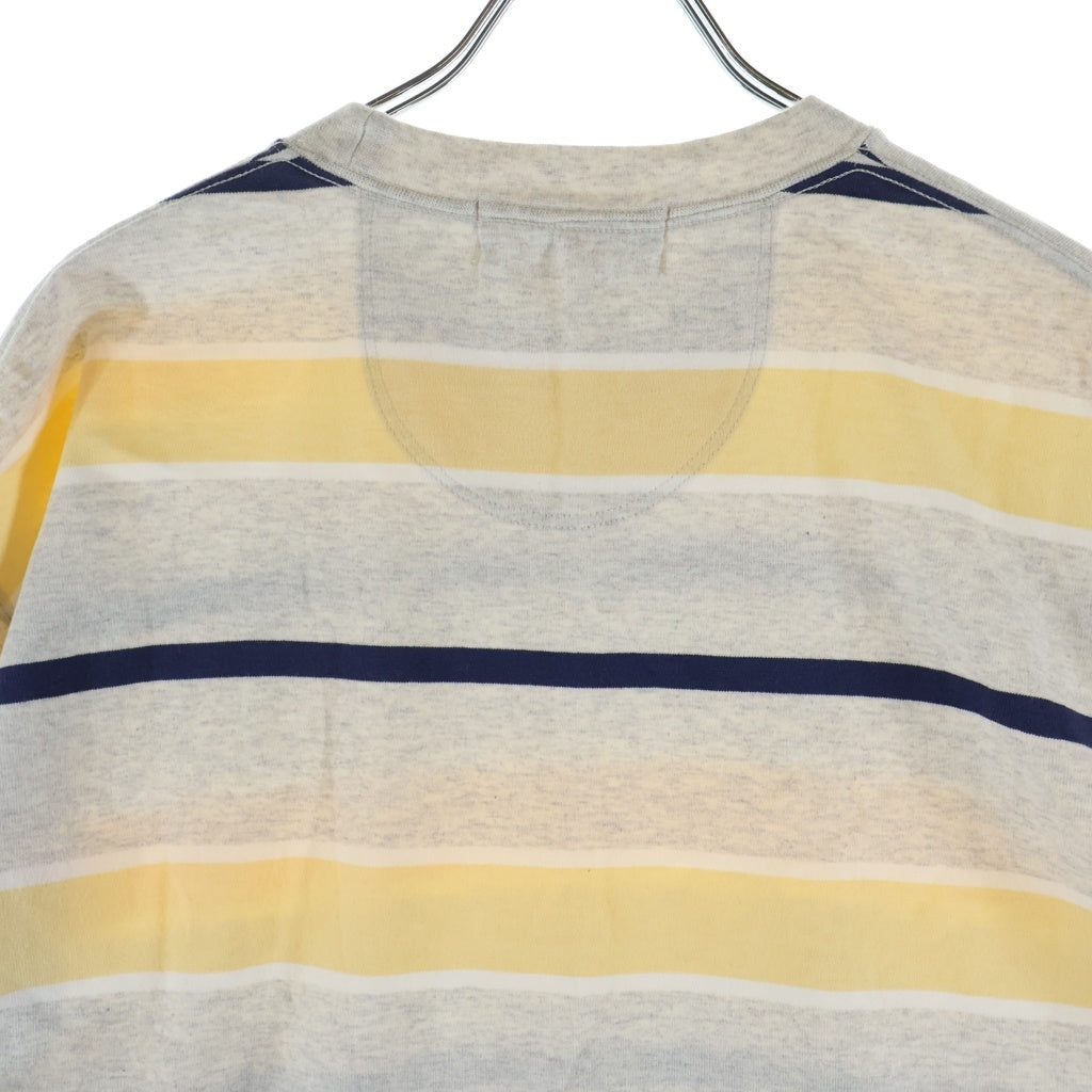 everyone(エブリワン) 25SS MULTI BORDER SHORT SLEEVE TEE マルチ ボーダー クルーネック半袖Tシャツ カットソー グレー/ネイビー/ベージュ EV25-CS43