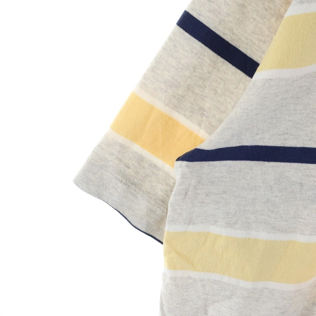 everyone(エブリワン) 25SS MULTI BORDER SHORT SLEEVE TEE マルチ ボーダー クルーネック半袖Tシャツ カットソー グレー/ネイビー/ベージュ EV25-CS43
