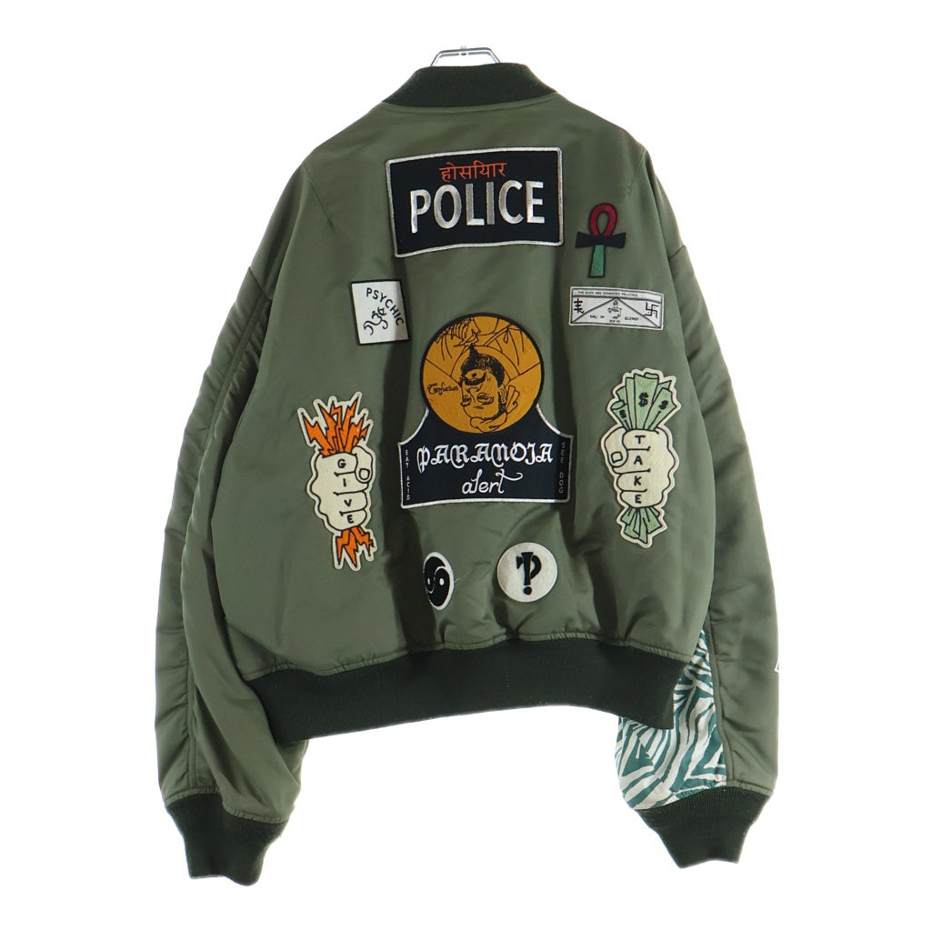 BLACK WEIRDOS(ブラックウィドー) 17AW MA-1 JACKET リバーシブル バックワッペン刺繍 ジップアップフライトジャケット カーキ/グリーン 17AW-JK02