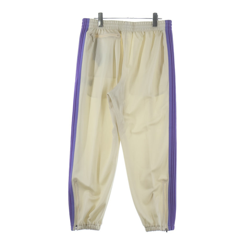 Needles(ニードルス) 23SS SPECIAL ZIPPED TRACK PANT スペシャル 裾ジッパー パピヨン刺繍 トラックパンツ ベージュ/パープル MR414