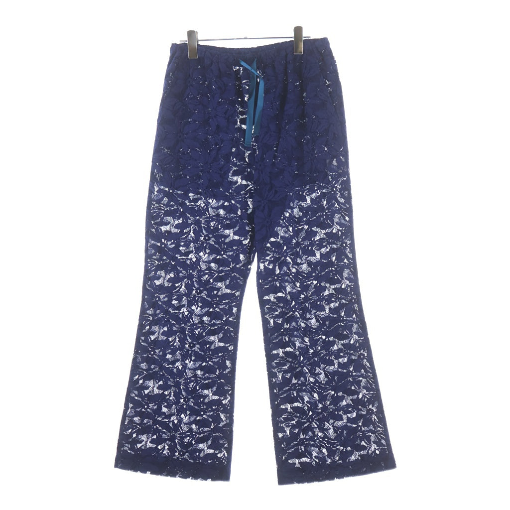 Needles(ニードルス) STRING BOOT-CUT PANT ジャガードレース フラワー総柄 ドローストリング ブーツカットパンツ ブルー MR253
