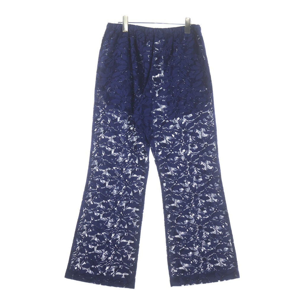 Needles(ニードルス) STRING BOOT-CUT PANT ジャガードレース フラワー総柄 ドローストリング ブーツカットパンツ ブルー MR253