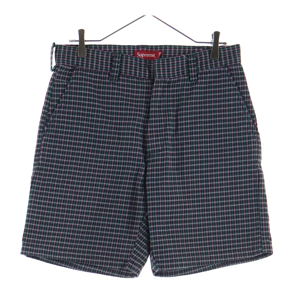 SUPREME(シュプリーム) 18SS Work Shorts Purple Plaid ワークショーツ ハウンドトゥース柄 ハーフショートパンツ ピンク/グリーン
