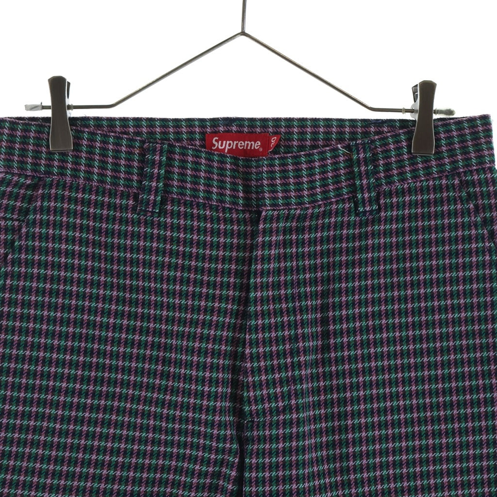 SUPREME(シュプリーム) 18SS Work Shorts Purple Plaid ワークショーツ ハウンドトゥース柄 ハーフショートパンツ ピンク/グリーン