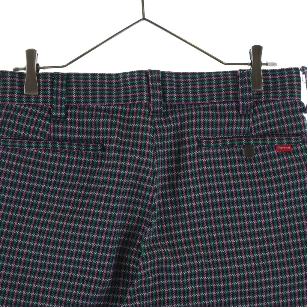 SUPREME(シュプリーム) 18SS Work Shorts Purple Plaid ワークショーツ ハウンドトゥース柄 ハーフショートパンツ ピンク/グリーン