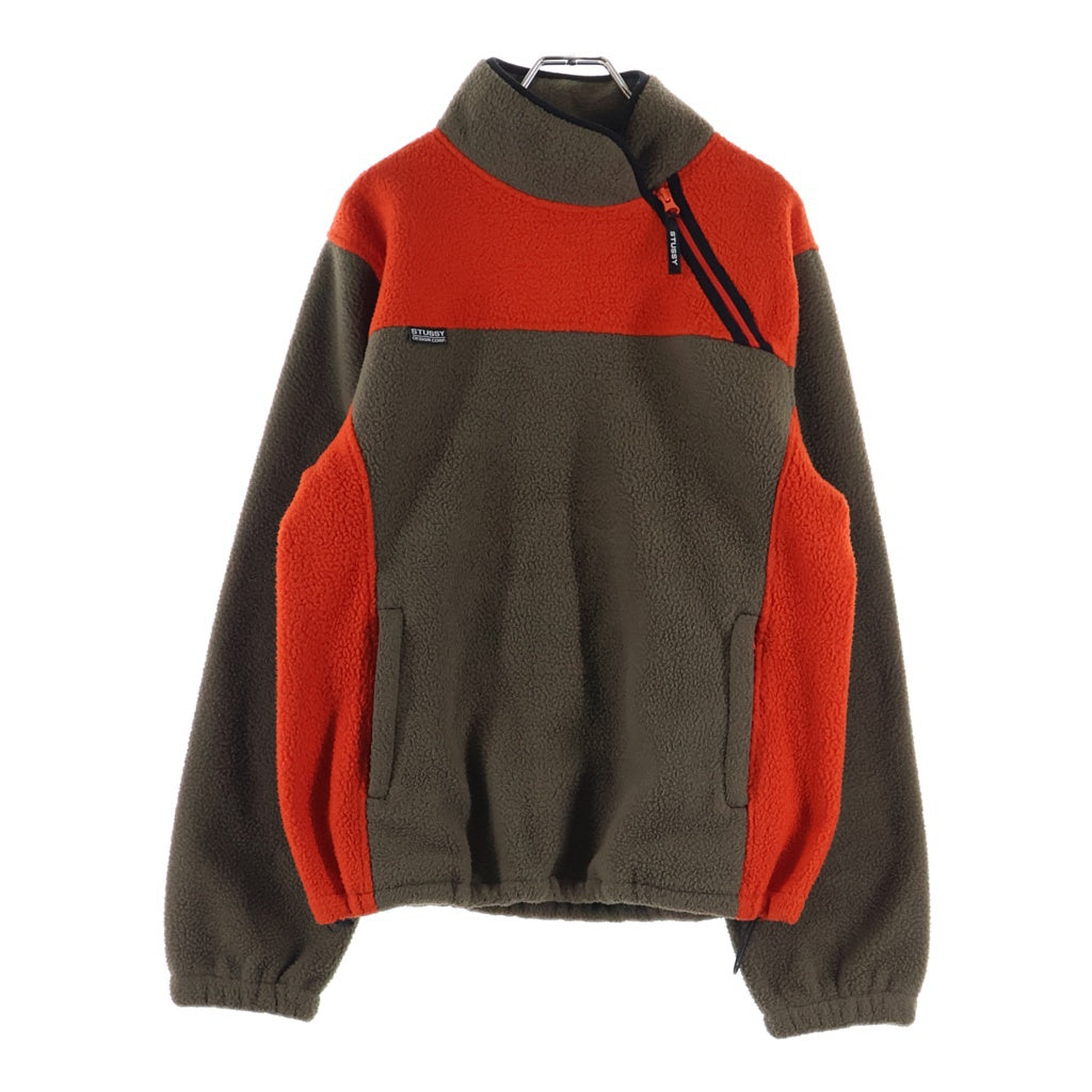 STUSSY(ステューシー) DRIFT DIAGONAL PULLOVER ドリフト ダイアゴナル プルオーバーフリースジャケット ブラウン/レッド 218077