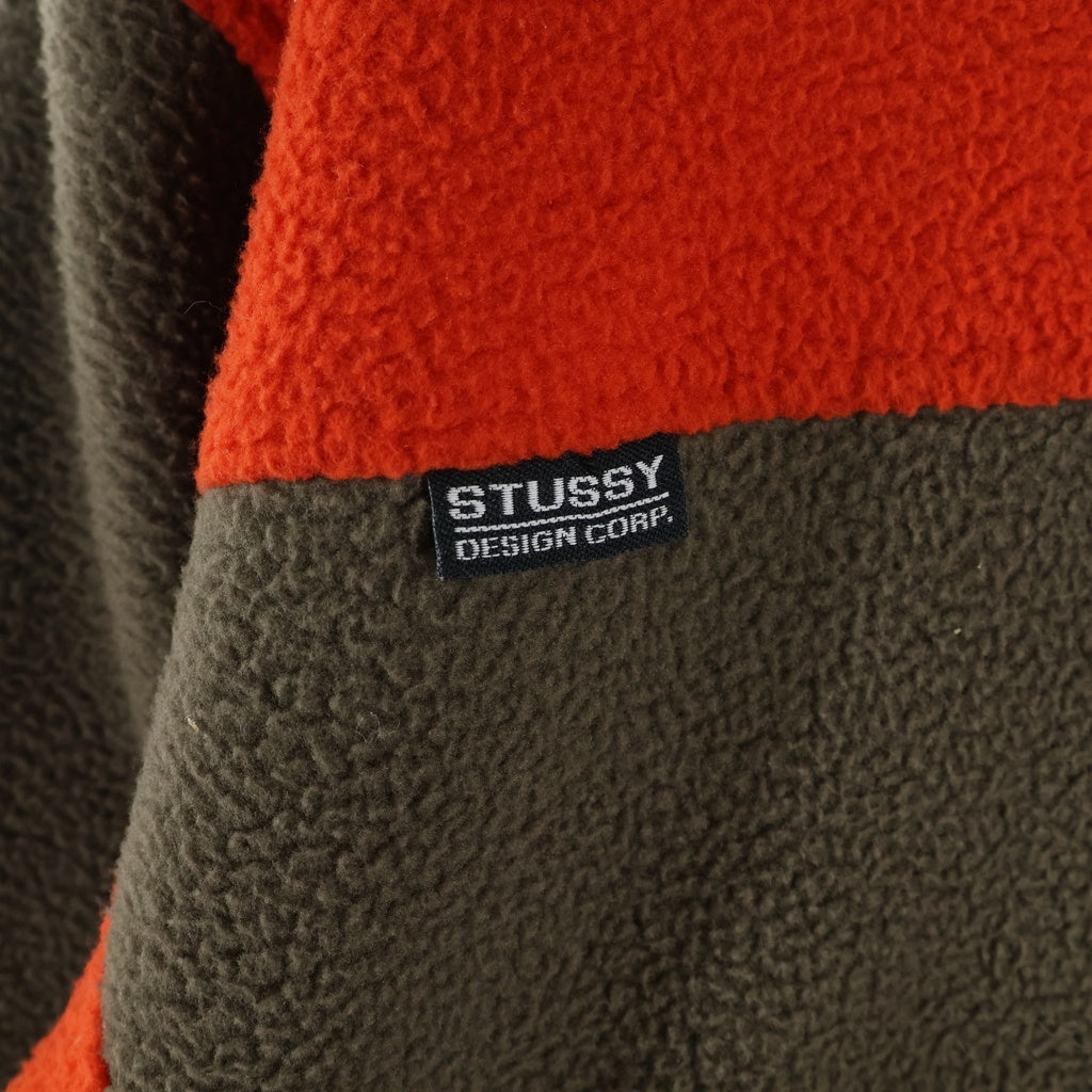 STUSSY(ステューシー) DRIFT DIAGONAL PULLOVER ドリフト ダイアゴナル プルオーバーフリースジャケット ブラウン/レッド 218077