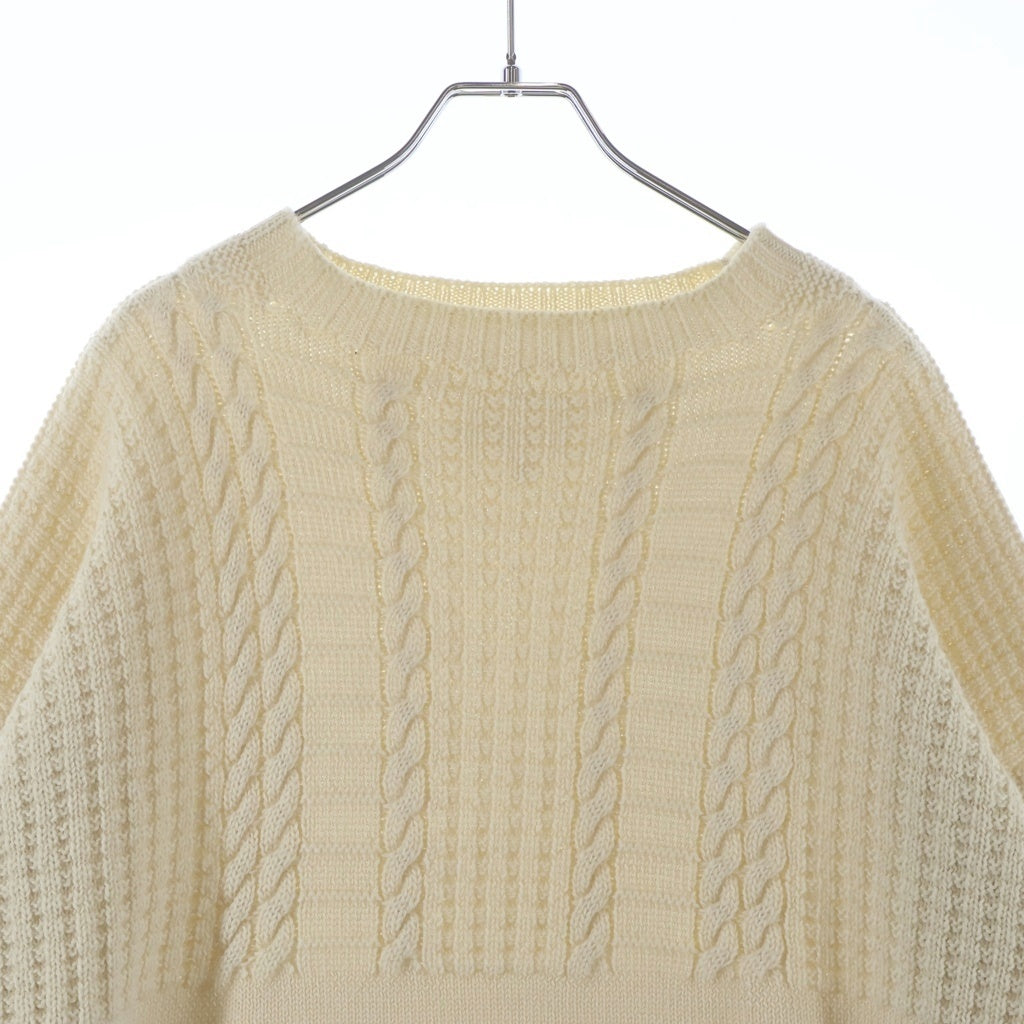 Maison Margiela(メゾンマルジェラ) 22SS CABLE KNIT WOOL SWEATER ウール ケーブル クルーネックニットセーター ホワイト S30GP0336 S17911