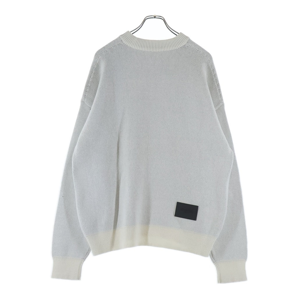 we11done(ウェルダン) 21SS SQUARE LOGO JACQUARD KNIT PULLOVER スクエア ロゴ ジャガード クルーネックニットセーター ホワイト WD-KT1-21-613-U-WH