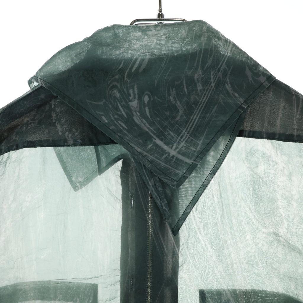 MASU(エムエーエスユー) 22SS ZIP-UP MARBLE BANDANA SHIRT ジップアップ マーブル バンダナ ナイロン長袖シャツ グリーン MVFW-SH0422