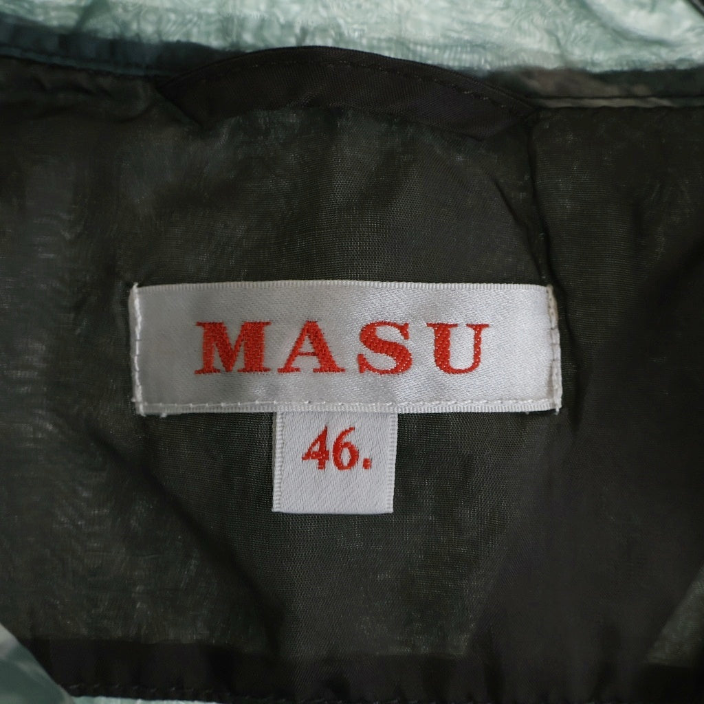 MASU(エムエーエスユー) 22SS ZIP-UP MARBLE BANDANA SHIRT ジップアップ マーブル バンダナ ナイロン長袖シャツ グリーン MVFW-SH0422