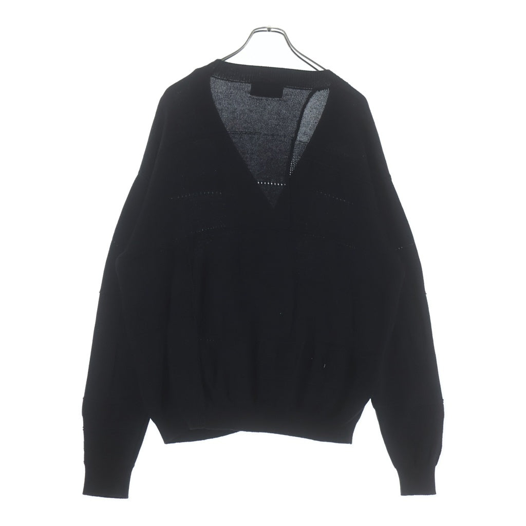 UNUSED(アンユーズド) COTTON KNIT CARDIGAN ブロックデザイン コットン ニットカーディガン ブラック US2499