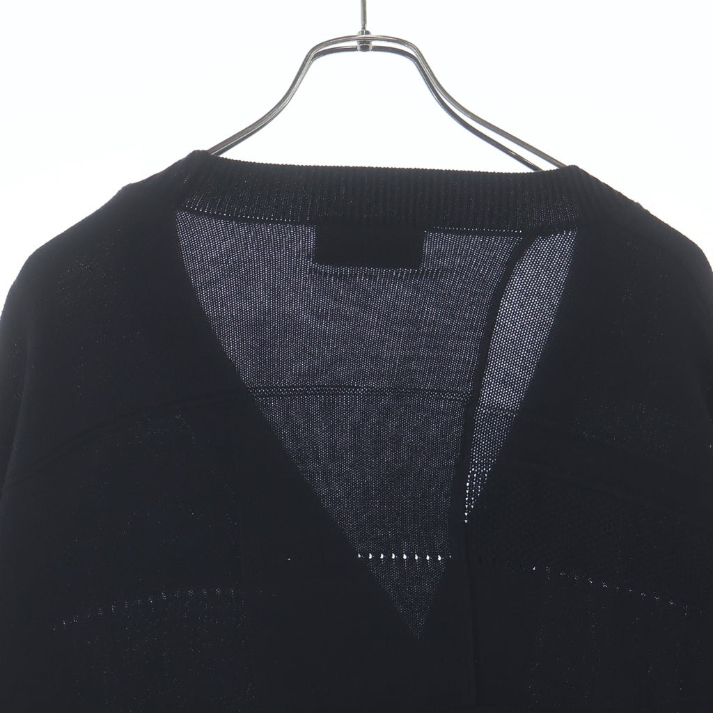 UNUSED(アンユーズド) COTTON KNIT CARDIGAN ブロックデザイン コットン ニットカーディガン ブラック US2499
