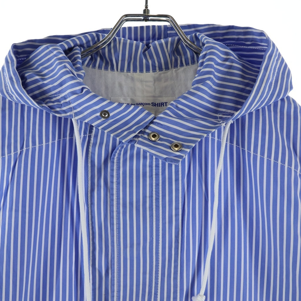 COMME des GARCONS SHIRT(コムデギャルソンシャツ) 19SS STRIPE FISHTAIL PARKA ストライプ フィッシュテール フーデッドジャケット ブルー/ホワイト S27163