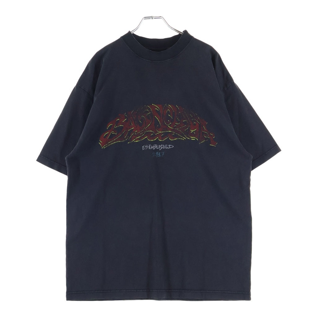 BALENCIAGA(バレンシアガ) 両面ロゴプリント モックネック半袖Tシャツ 