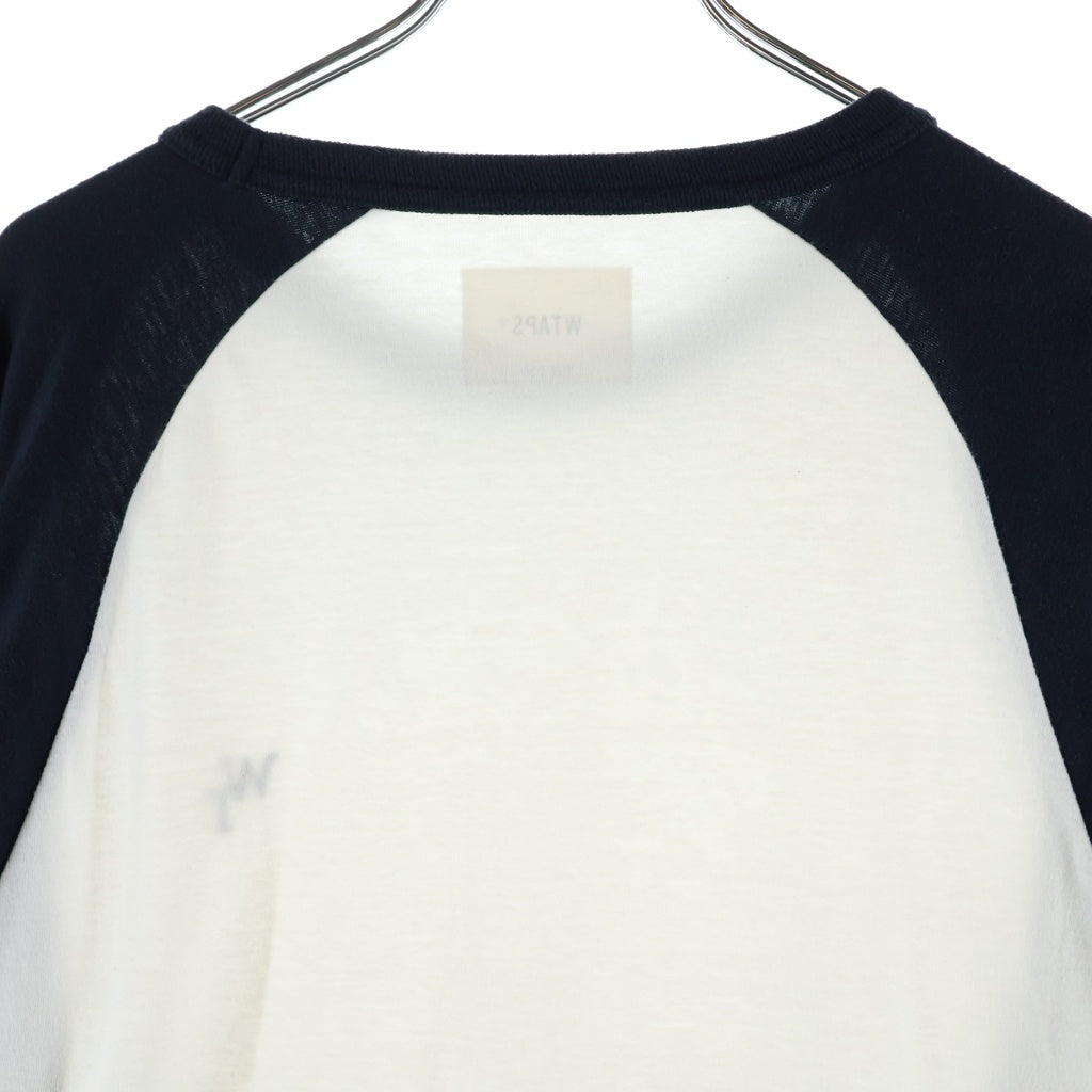 WTAPS(ダブルタップス) 23SS LS COTTON LEAGUE コットン リーグ クルーネック長袖Tシャツ カットソー ホワイト/ブラック 231ATDT-CSM19