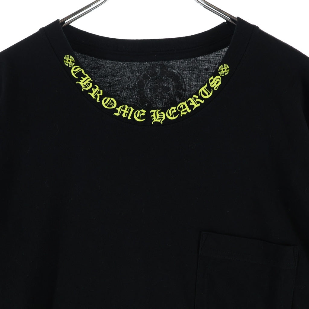 CHROME HEARTS(クロムハーツ) ネックロゴ スクロールラベルプリント クルーネック半袖Tシャツ カットソー ブラック