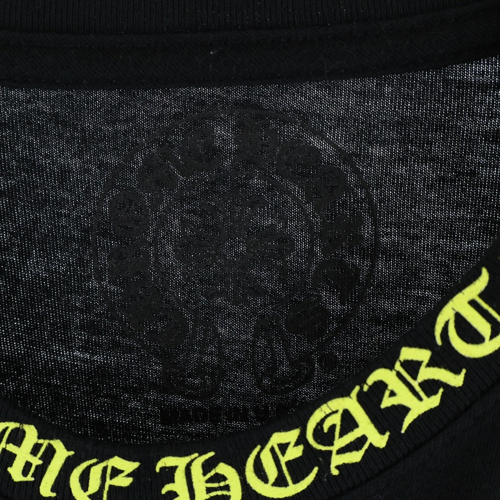 CHROME HEARTS(クロムハーツ) ネックロゴ スクロールラベルプリント クルーネック半袖Tシャツ カットソー ブラック