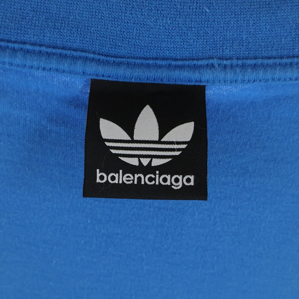 BALENCIAGA(バレンシアガ) 23SS ×adidas BIG LOGO T-SHIRT アディダス ビッグロゴ クルーネック半袖Tシャツ カットソー ブルー 731769 TNVP3